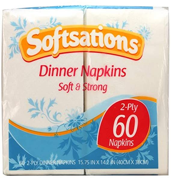 Nicole Home Collection 60 Count 2 Ply Dinner Napkin, White