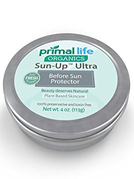 Sun-Up Before Sun Protector #1 BEST RATED Sunscreen! - Adds Natural Oils to Help Protect Against Sunburn -Remains On Hours After Water Activity- 100% Organic (4 oz, Ultra) - Primal Life Organics
