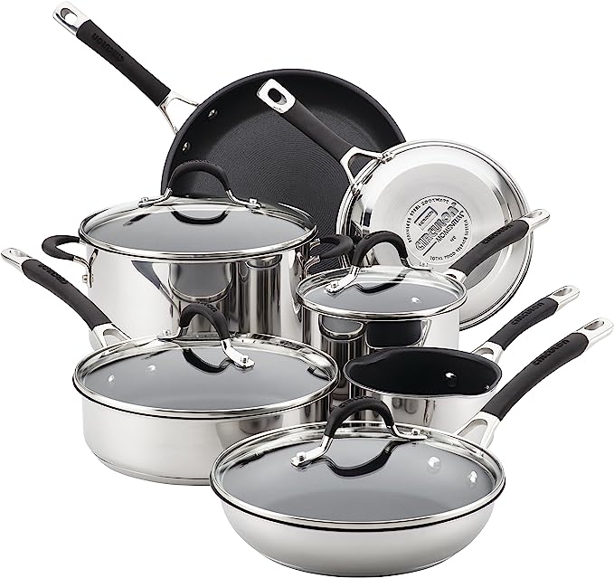 Circulon 78003 11 Piece Momentum Nonstick Cookware Set, Stainless Steel