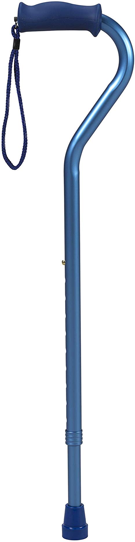 Offset Walking Cane, Height Adjustable, Senior Living Mobility Aid, Increased Stability and Support, Blue