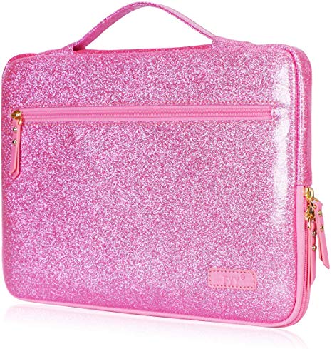 FYY Laptop Bag for 12"-13.5" [Waterproof Leather] Sleeve Case for Surface Book MacBook Pro/Air 13", Briefcase Bag fits 12"-13.5" Lenovo Dell Toshiba HP ASUS Acer Chromebook Notebook Ultrabook-Pink