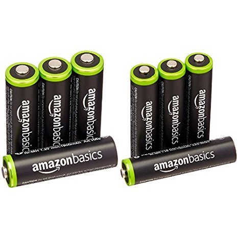 AmazonBasics AA & AAA Rechargeable Batteries (4-Pack) Pre-charged Bundle - Packaging May Vary