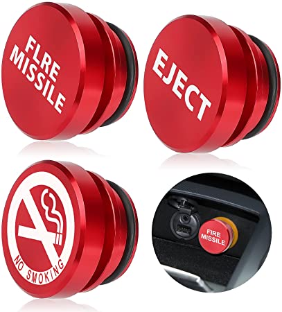 3 Pieces Aluminum Cigarette Lighter Plugs Cover Dustproof Plug Billet Button Plugs Cigarette Lighter Plug Fire Missile Button 12-Volt Replacement Accessories Fits Most Cars Vehicles Autos Boats