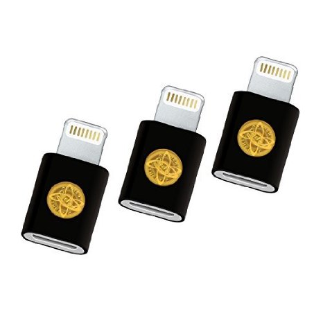 3PK of Micro USB to 8Pin Sync and Charge Adapter Converter for iPhone 66S - Black