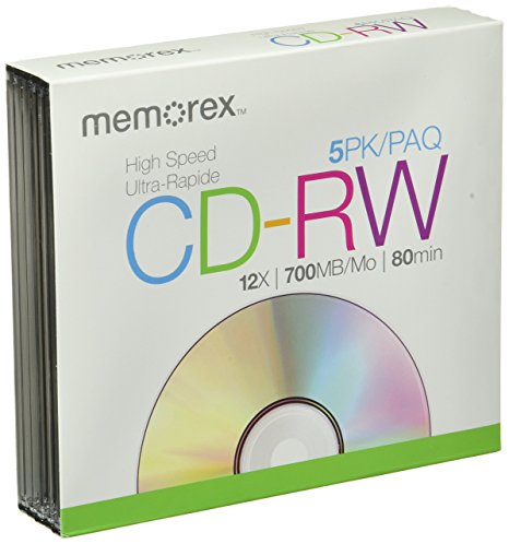 Memorex 8x-12x CD-RW Media (5-Pack with Slim Jewel Cases)
