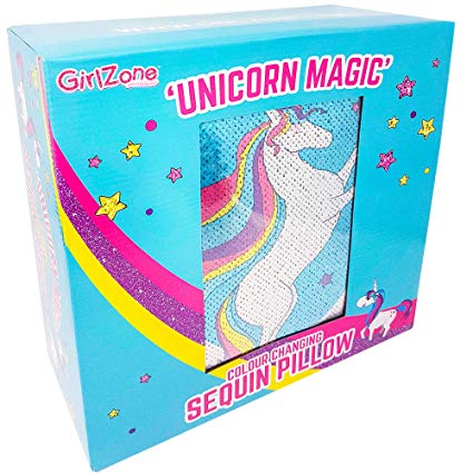 GirlZone: Magical Reversible Unicorn Sequin Pillow for Girls Bedroom Decor, Great Unicorn Gift for Girls