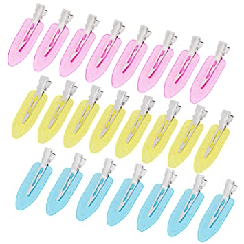 Wobe 24pcs No Bend Hair Clips Pin Curl Clips No Crease Hair Clip for Hairstyle Bangs Waves Makeup Application Hairdressing Hairpins Styling Clips for Hair Salon Barber (Translucent Pink Blue Yellow)