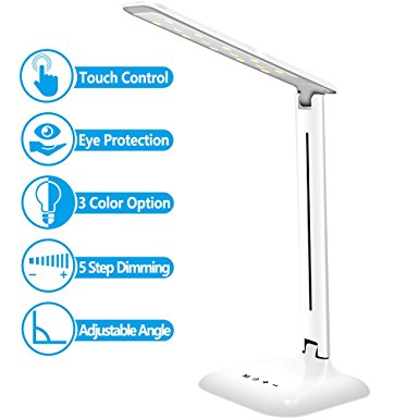 LED Desk Lamp, Lovin Product Dimmable Energy Efficient Table Lamps, Touch - Control/ 5-Level Dimmer/ 3 Color Modes; Foldable Eye-caring Book Light for Reading, Studying, Working, Bedroom, Office