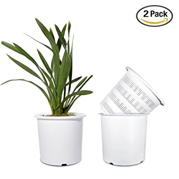 Mkono 7 1/2 Inch Orchid Pots Set with Holes and Mesh, 2 Inner and 2 Outer Plant Planters