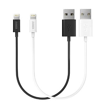 Apple MFi Certified Anker 1ft  03m Extra Short Tangle-Free Lightning to USB Cable with Ultra Compact Connector Head for iPhone iPod and iPad WhiteampBlack