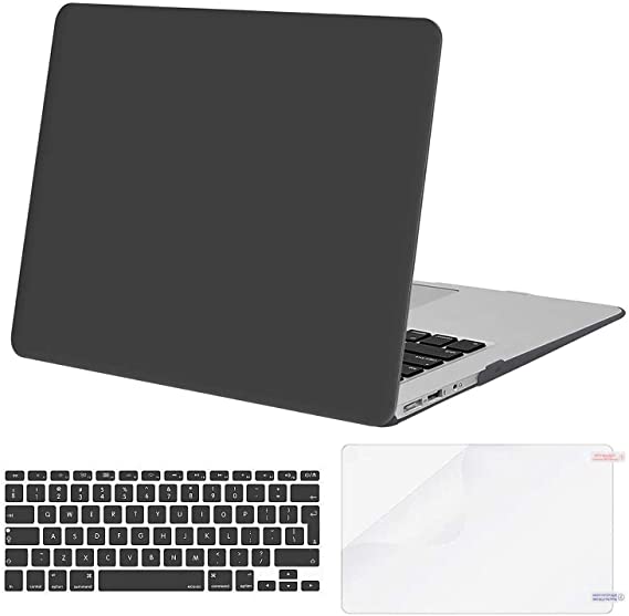 MOSISO Compatible with MacBook Air 13 inch Case (Models: A1369 & A1466, Older Version 2010-2017 Release), Protective Plastic Hard Shell Case & Keyboard Cover & Screen Protector, Space Gray