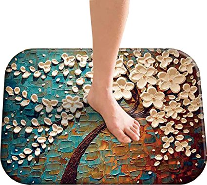 Indoor Doormat 15.8"X 24",Non-Slip Soft Abstract Flannel Dirt Trapper Thin/Small Carpet Washable Kitchen Art Rugs