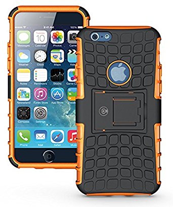 iPhone 6S Case, iPhone 6 Case by Cable and Case - [HEAVY DUTY] Tough Dual Layer 2 in 1 Rugged Rubber Hybrid Hard/Soft Impact Protective Cover [With Kickstand] Shipped from the U.S.A. - Orange