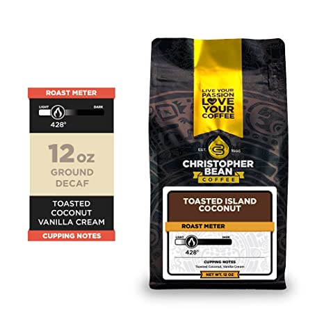 Toasted Island Coconut Flavored Coffee, (Decaf Ground) 100% Arabica, No Sugar, No Fats, Made with Non-GMO Flavorings, 12-Ounce Bag of Decaf Ground Coffee – Christopher Bean Coffee