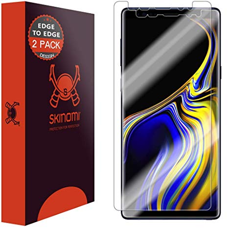 Galaxy Note 9 Screen Protector [Edge to Edge][2-Pack], Skinomi TechSkin Full Coverage Screen Protector for Galaxy Note 9 Clear HD Anti-Bubble Film