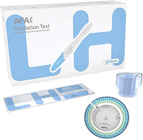 AFAC Ovulation Test Kit, 20 Ovulation Sticks with 20 Free Urine Cups and Ovulation Calculator Calendar, Ovulation Predictor Kit, LH Ovulation Tests, Fertility Test