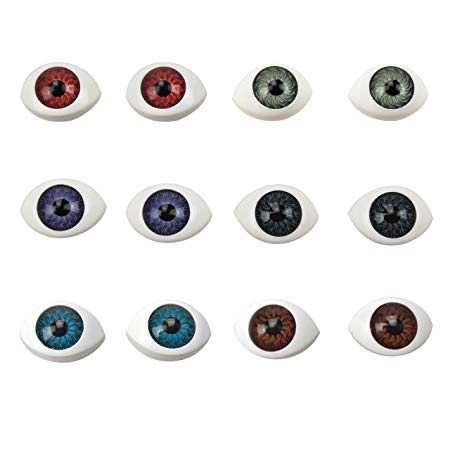144 Counts Plastic Scary Eyes Hollow Oval Flat Eyes Half for DIY Crafts Puppets Porcelain Or Reborn Doll Bear Stuffed Animal Toys, Random 4 Colors by MOMOONNON