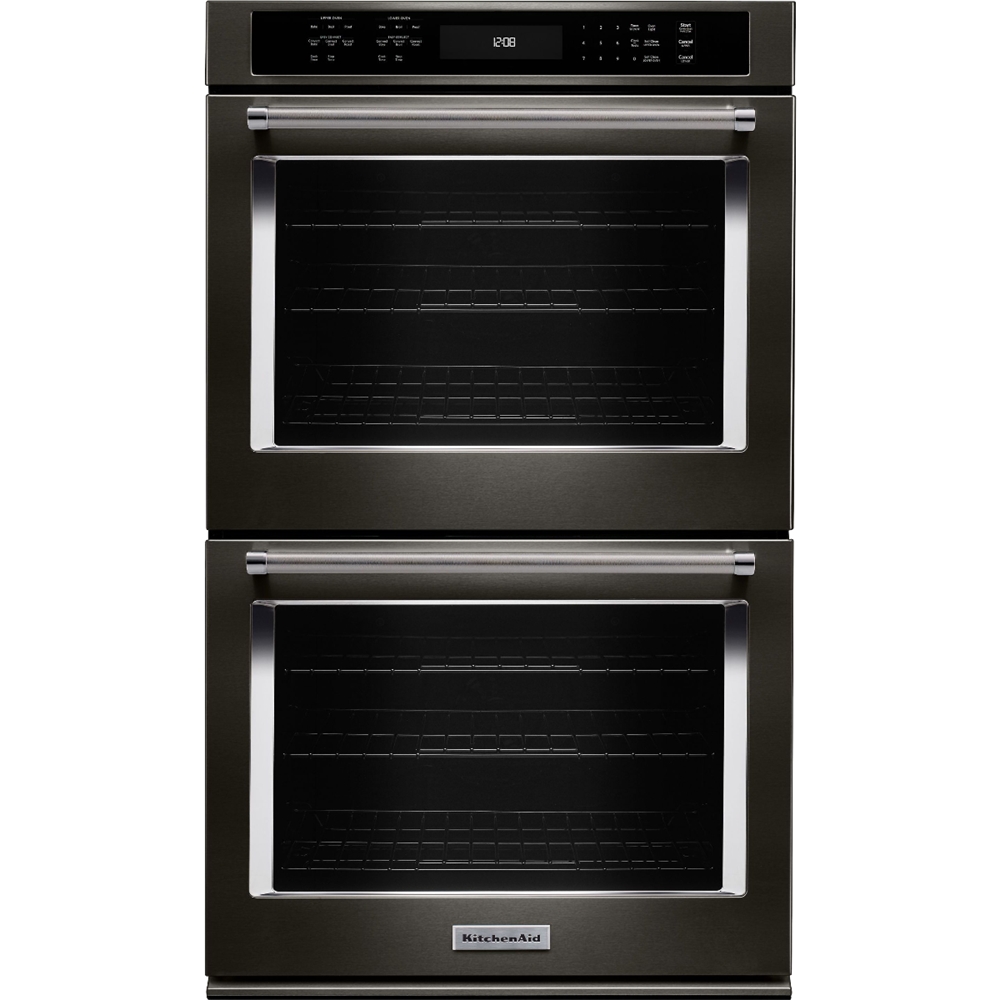 KitchenAid - 27" Built-In Double Electric Convection Wall Oven - Black stainless steel