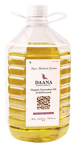 Daana Premium Organic Groundnut Oil, Cold Pressed, Single Origin, 5L