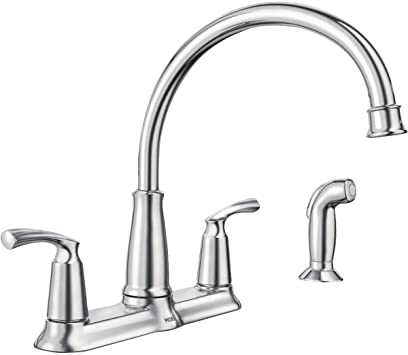 Moen 87403 Bexley Chrome 2Handle Lever Kitchen Faucet With Sprayer