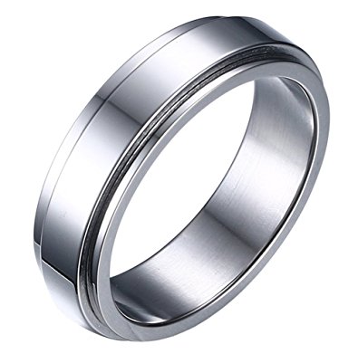 HIJONES Unisex Stainless Steel LGBT Gay Lesbian Pride Rainbow/Gold/Silver Spinner Wedding Band Ring 6mm