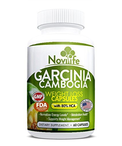 Garcinia Cambogia Extract - 100% Pure Weight Loss Appetite Suppressant Tablets - 60 capsules per supplement, 80% HCA - Clinically Proven - Made in the USA - FDA Registered