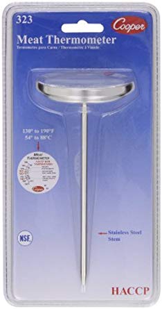 Cooper-Atkins 323-0-1 Bi-Metal Meat Thermometer, 130 to 190 degrees F Temperature Range