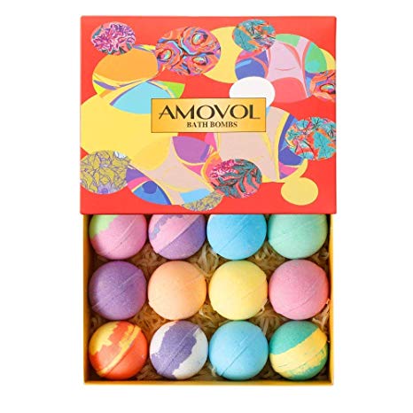 Bath Bombs Gift Set, 2.5 OZ Each Colorful Bath Bomb Kit with Essential oils, Lush Spa Floating Fizzies, Rich Bubbles, Powerful Moisturize and No Greasy, Best Gifts for Women & Kids Pack of 12