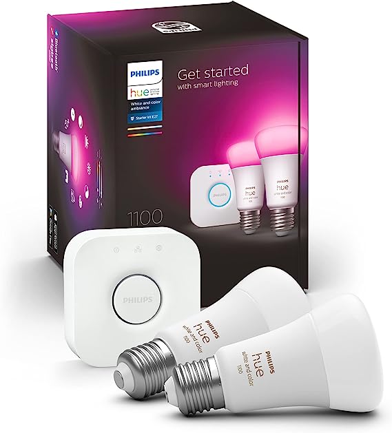 Philips Hue White & Color Ambiance Starter Set of 2 Lamps, Plastic, 19 W, White