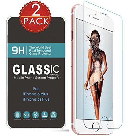 [2 Pack] Iphone 6 Plus Screen Protector, J2cc [3d Touch Compatible - Tempered Glass] World's Thinnest Ballistics Glass Round Edge [0.26mm] Perfect Fit for Iphone 6s Plus / Iphone 6 Plus
