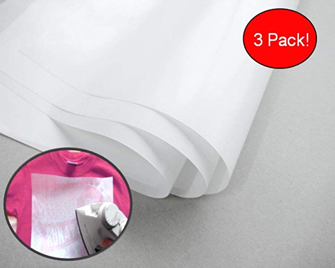 3-Pack Transparent, Opaque Teflon Sheet, PTFE Craft Sheet, 100% Foolproof Image Line Up, No Waste. 16 x20 sheets for Heat Press Transfer, 100% Non Stick Even with Dyes, Paint & Glue (3 Sheet Pack)