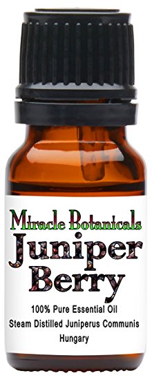 Miracle Botanicals Hungarian Wildcrafted Juniper Berry Essential Oil - 100% Pure Juniperus Communis - 10ml and 30ml Sizes - Superior Strength 10ml