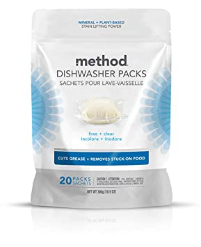 Method Power Dish Dishwasher Soap Packs, Free   Clear, 20 Load (6 Count)