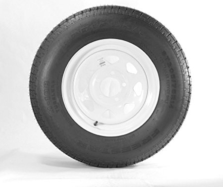 14" White Spoke Trailer Wheel with Radial ST205/75R14 Tire Mounted (5x4.5) bolt circle
