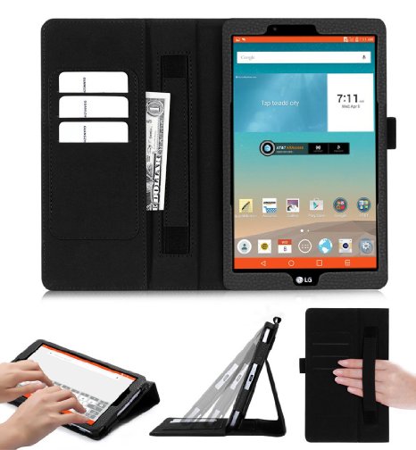 LG G Pad F 8.0 Case Cover, FYY [Full Protection] Premium PU Leather Case with Card Slots, Note Holder, Hand Strap for LG G Pad F 8.0 (AT&T V495/T-Mobile V-496) Black