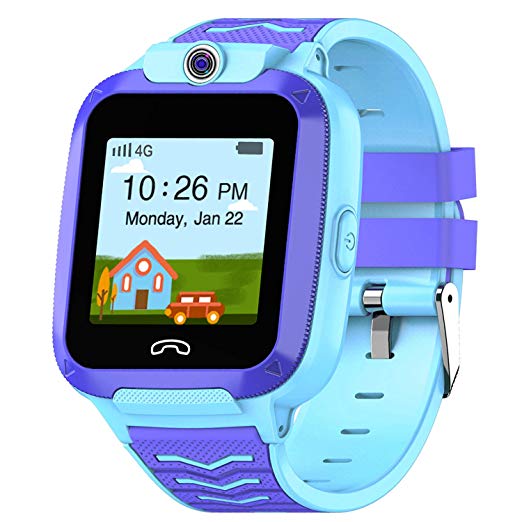 UOTO 4G Kids Smartwatch Phone, WiFi LBS GPS Tracker Watch Waterproof for Boys Girls with Pedometer/Remote monitoring/FaceTalk/2-way Call/SOS, Kids Christmas Birthday Gift(Blue-Q51)
