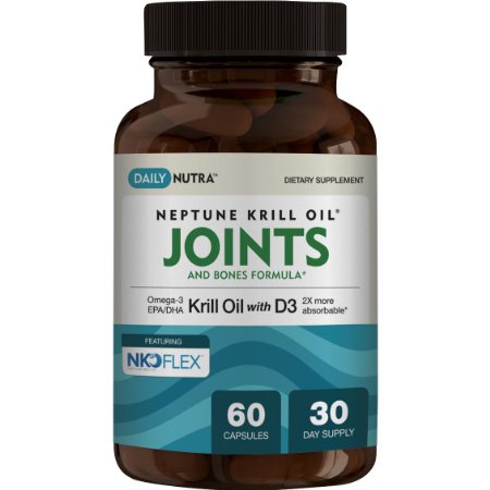 Krill Oil Joints & Bones Formula with D3. Supports Joint Health, Strong Bones & Teeth
