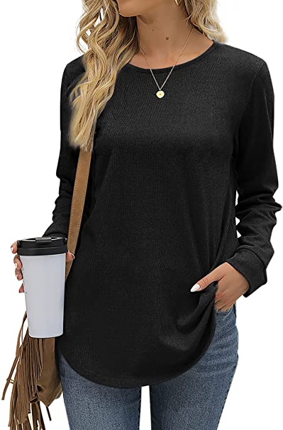 Aokosor Womens Long Sleeve Tops Casual Crewneck Tunic Sweatshirts for Legings