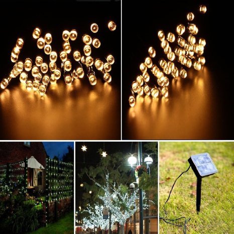 Ucharge Solar Garden Lights Christmas Yard Decorations, 39ft 100led Waterproof Solar String Lights Fairy Led Lights for Fairy Garden, Christmas Tree, Patio, Party, Wedding, Outdoor Decorations (Warm White)