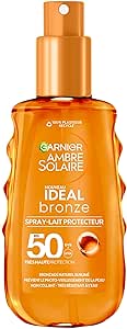 Garnier Ambre Solaire - Ideal Bronze - Spray-Lait Protecteur - Très Haute Protection FPS 50  - Enrichie à la Vitamine E - Non Gras - Non Collant - Tous Types de Peau - 150 ml