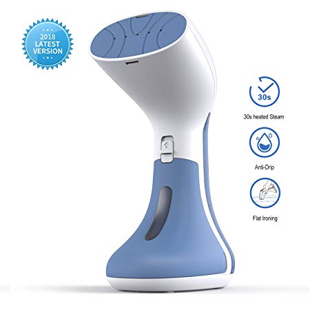 GLAMFIELDS Garment Steamer, 135ml Portable Handheld Clothes Steamer, 30s Fast Heat, 360 Anti-Drip, Powerful Wrinkle Remover, Fabric Travel Steamer for Travel & Business Trips, 5.5ft Cord, 900W-Blue