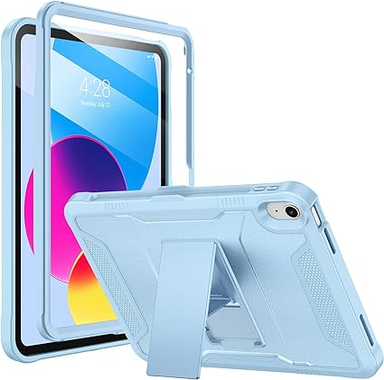 Soke Case for iPad 10th Generation 10.9-inch 2022, with Built-in Screen Protector and Kickstand, Rugged Full Body Protective Cover for New Apple iPad 10.9 Inch - Sky Blue