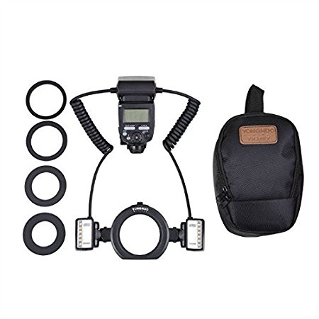 YONGNUO YN24EX TTL Macro Ring Flash/ LED Macro Flash Speedlite with 2 PCS Flash Head and 4 PCS Adapter Rings for Canon