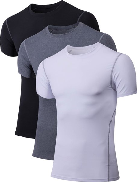 Neleus Men's 3 Pack Athletic Compression Under Base Layer Sport Shirt