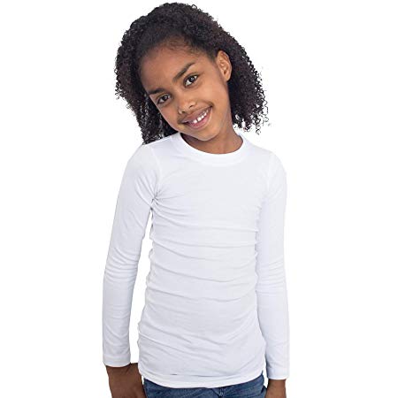 Fun and Function's Crisp White Tagless Long Sleeves Hug Tee Shirt for Deep Pressure for Kids with Sensory Issues - Size 8-9