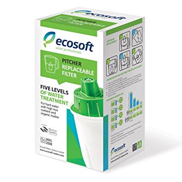 Premium Pitcher Water Filter Replacement for Brita, Mavea and Ecosoft - Easy & Affordable Purification System, For Natural & Healthy Drinking, Universal Use and in The Ecosoft Pitcher (1 Filter)
