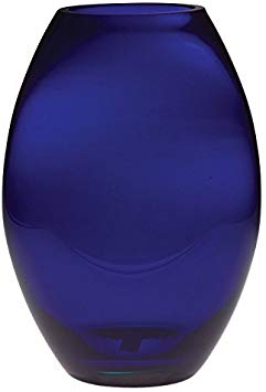 Barski Glass - Handmade - 8" H - (8 inches High) - Barrel Vase - Cobalt Blue - Made in europe