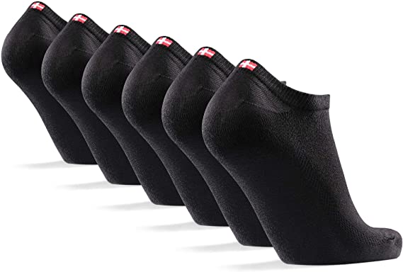 DANISH ENDURANCE Calcetines Cortos de Bambú para Hombre y Mujer, Super Suaves, Diseño Clásico, Calcetines Tobilleros Transpirables, Pack de 6, Negro, Gris, Blanco