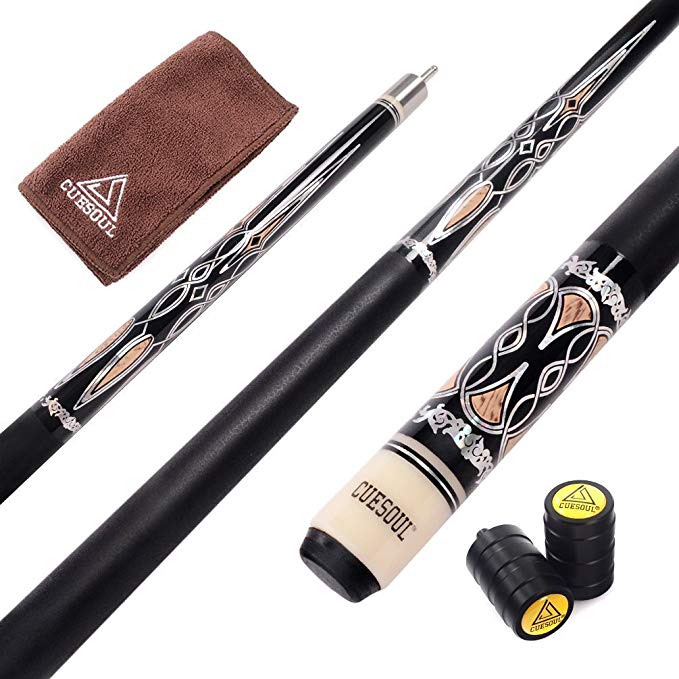 CUESOUL 58" 21oz Maple Pool Cue Stick 13mm Cue Tips,Ergonomic Design Cue,Very Nice Grip   Joint Protector/Cue Shaft Protector