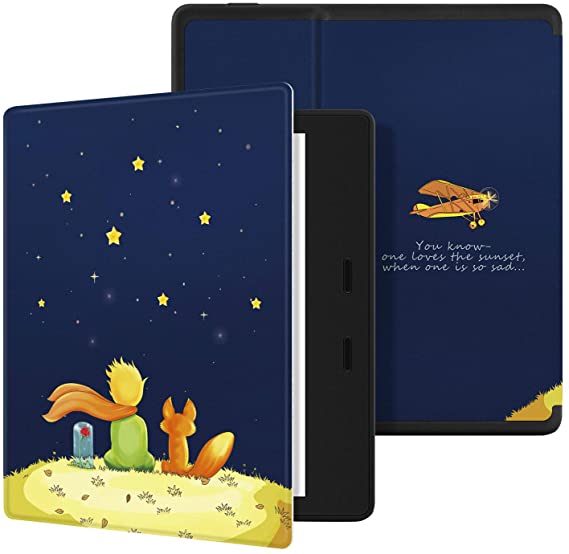 Ayotu Colorful Case for All-New Kindle Oasis (10th Gen, 2019 Release & 9th Gen, 2017 Release) PU Leather Smart Waterproof Cover,Auto Wake/Sleep,ONLY Fits All-New 7” Kindle Oasis,KO The Boy and Fox